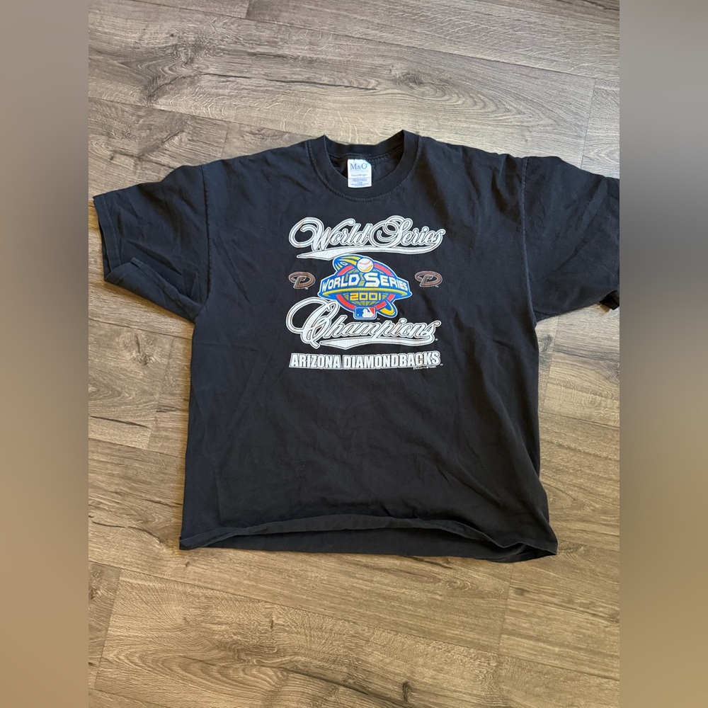 VINTAGE 2001 Arizona Diamondbacks World Series Champions Black T-Shirt Mens XL